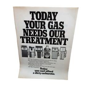 1974 STP Gas Treatment with Gas Pumps Print Ad vintage 70s